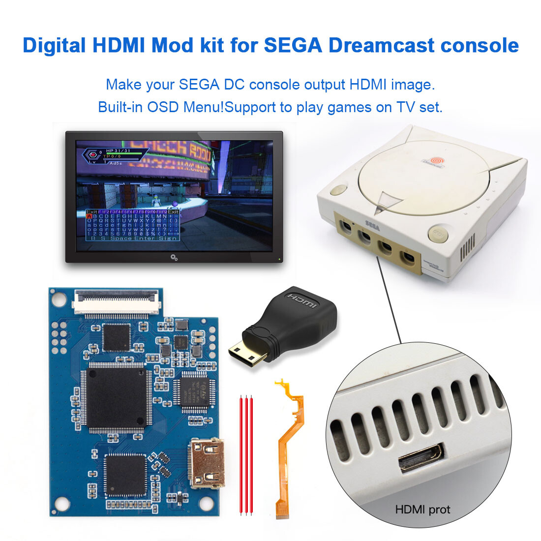 SEGA DC HDMI MOD Kit 1080P Digital to Digital HDMI Mod Kit SEGA DC HDMI MOD Kit 1080P Digital to Digital HDMI Mod Kit