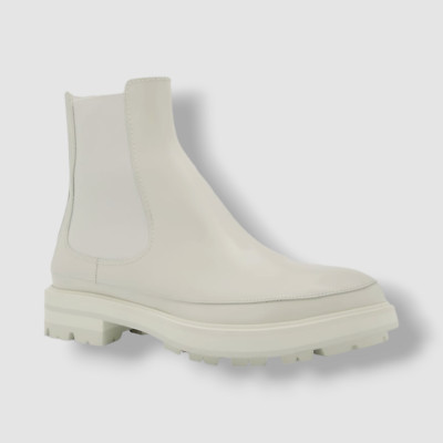 $1150 Alexander McQueen Men's White Tonal Leather Chelsea Boot Shoes Size 45