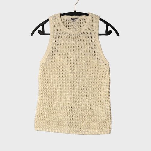 Madewell Häkel-Strick Rundhals Pullover Tank in hellem Elfenbein Größe S Neu mit Etikett - Bild 4 von 10