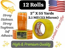 12 Rolle 2,1 Mil 53 Mikron x 2" x 55 Jahre starker Karton Versiegelung Verpackungsband Box Versand