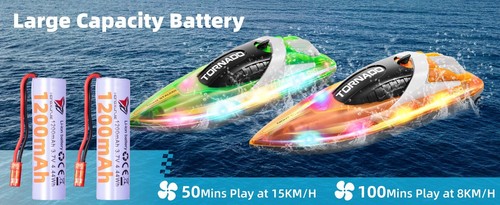 2.4G LED RC Boat 2-Pack, 50-100Min, Pool/Lake, Rechargeable, Kids Gift - Picture 13 of 13