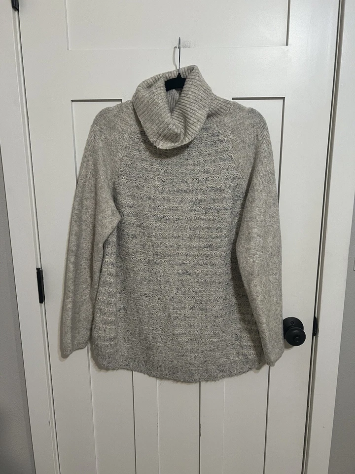 Suéter Line The Label Línea Gris Boucle Rayas Raglán Cuello Alto Suéter M Foto 2 de 4