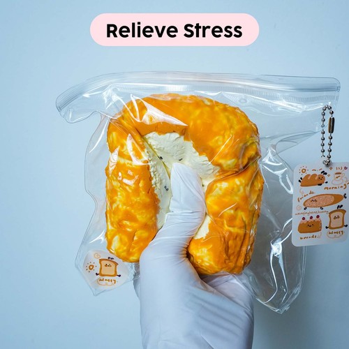 Soft Double-layer Toast Taba Squishy Toy for Stress Relief Gift in Cream - Picture 2 of 7