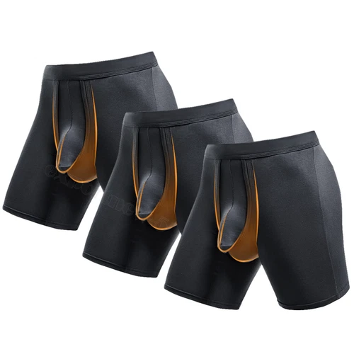 1-3PCS Mens Underwear Dual Pouch Trunks Separation Pouch Bulge Boxer Briefs - Picture 16 of 34
