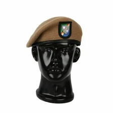 US ARMY RANGER 75TH RANGER REGIMENT KHAKI WOOL BERET & INSIGNIA 
