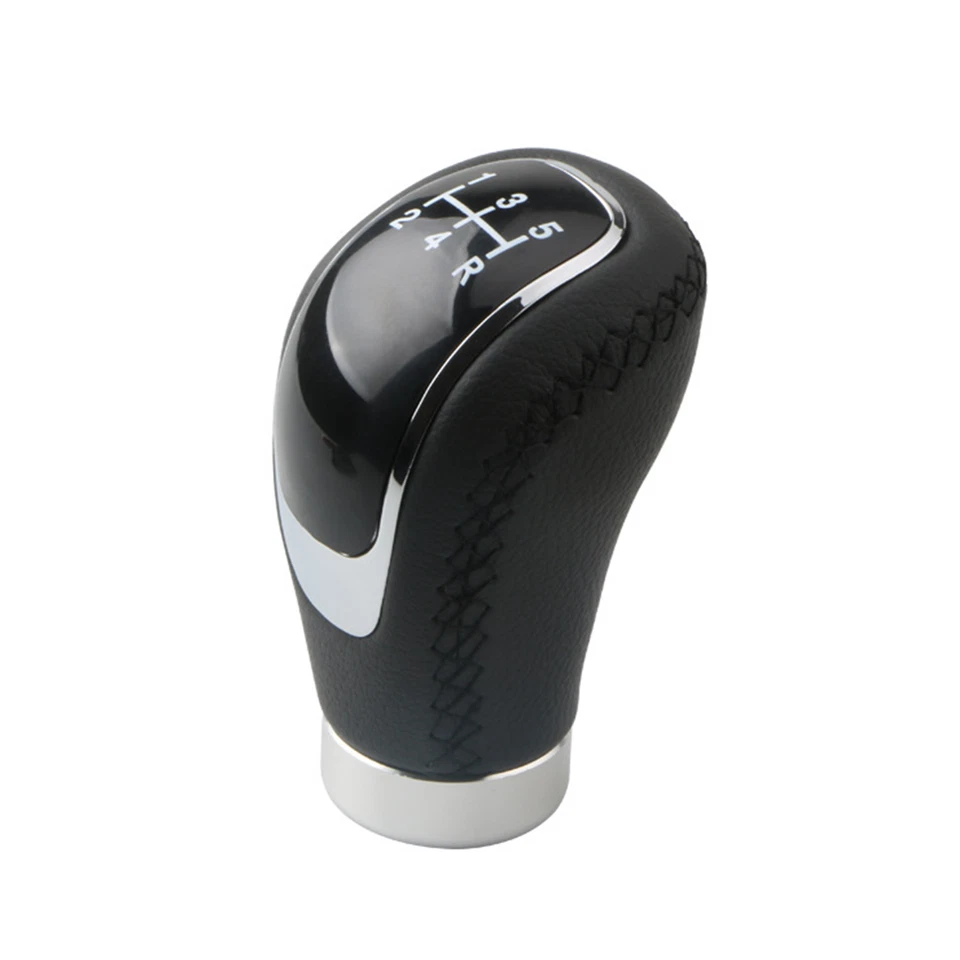 Alavanca de câmbio manual de couro preto 5/6 velocidades câmbio de marchas de carro com 3 tampas de botão - Imagem 4 de 4