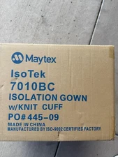 MAYTEX  Isolation Gown BLUE Knitt Cuffed Neck and Waist Tied One Size 7010BC