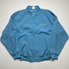Vintage Adidas Full Zip Up Nylone Windbreaker Jacket Baby Blue 90s Sz L