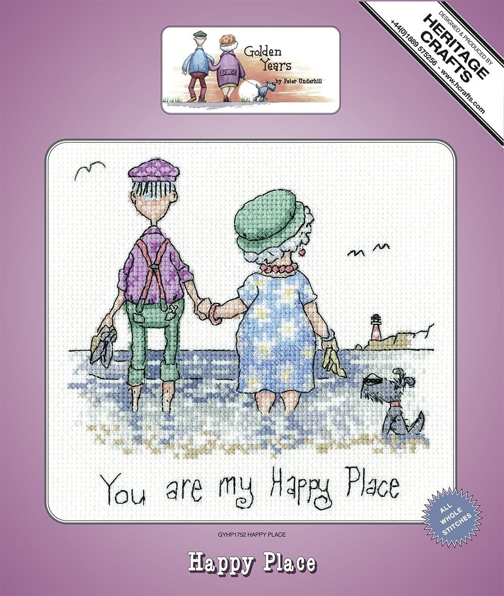 Heritage Crafts Cross Stitch Kit - Golden Years - Happy Place