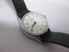 Timex Men's Quartz White Dial Leather Strap Vintage Works Fresh Battery 45