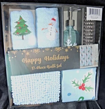 VCNY Home - Bathroom Accessories Set, Snowman BlueShower Curtain Set Multicolor