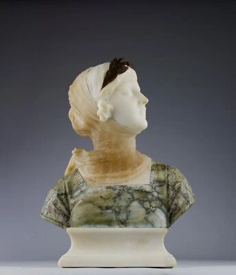 Prof. Giuseppe Bessi, Buste de Femme Couronnée, Italie, XIXe siècle - Photo 1/4