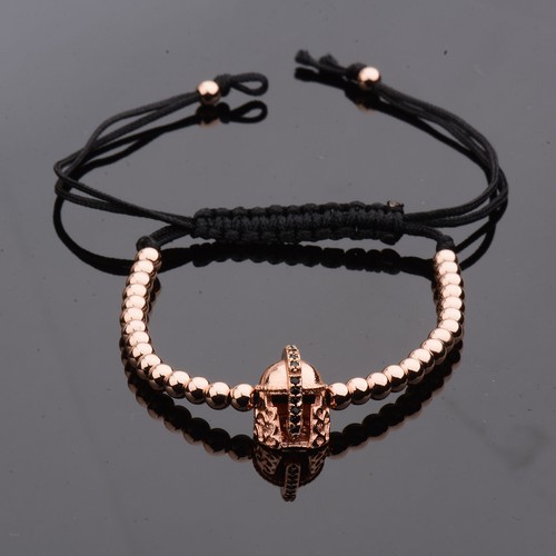 Mens 18k Superhero 4mm Micro Pave Zircon Copper Beads Braiding Macrame Bracelets - Picture 38 of 53