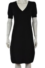 Talbots Womens Dress Size S Black Solid Sweater Sheath Knee Length Short Sleeve