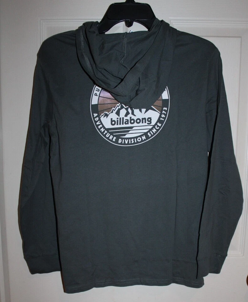 NUEVO CON ETIQUETAS Camiseta Top Billabong Juvenil Niño Grande División Aventura Verde Con Capucha L/S Foto 3 de 4