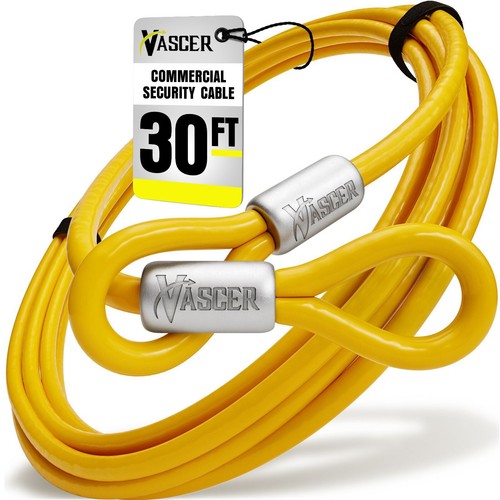 USED Vascer 30FT (1/2") Commercial Steel Cable w/Looped Ends Equipment Security