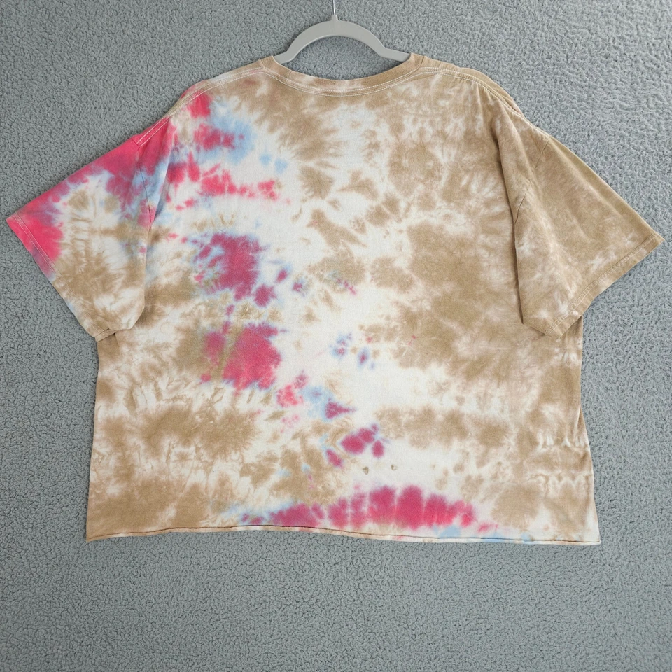 ACDC рубашка женщин XL коричневый розовый синий галстук краситель высокого напряжения вырез укороченный футболка - Изображение 2 из 4