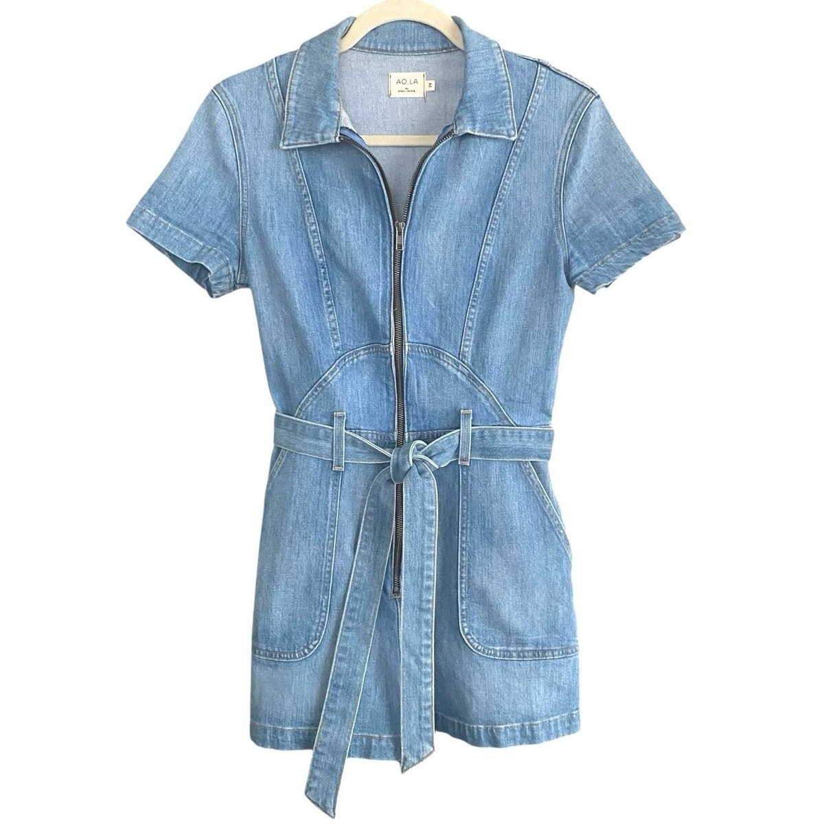 AO.LA Alice + Olivia Denim Romper Short Jumpsuit Size 29