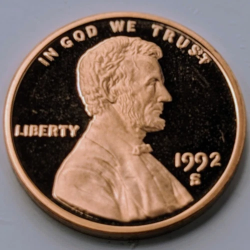 1992 S Lincoln Cent Proof RD 1B