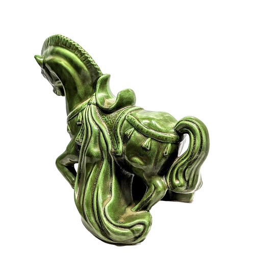 Statua cavallo ceramica verde orientale vintage veste fluente anni 60 12" - Foto 10 di 12