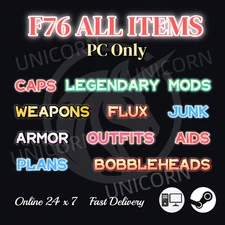 PC Fallout 76 New Season✅Caps/Junk/Legendary Mods/Power Armor/Plan/Mod/Outfits✅