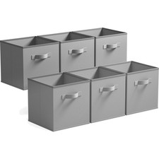 Aufbewahrungswürfel Stoff 6 Stück Grau Kallax Regal Organizer Bastelzimmer