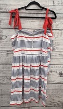 ASOS Red Blue Stripe Midi Dress Women’s Size 8 Off Shoulder Tie Strap