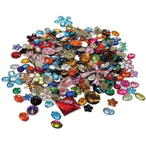 Assorted Acrylic Jewels and Gemstones 454g bag. perfect for childrens crafting.
