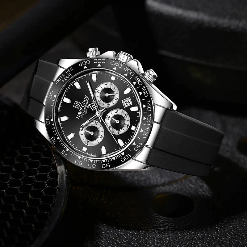 45MM NAVIFORCE Relógio de Mergulhador de Quartzo de Luxo Masculino Silicone Impermeável Luminoso NOVO - Imagem 4 de 4