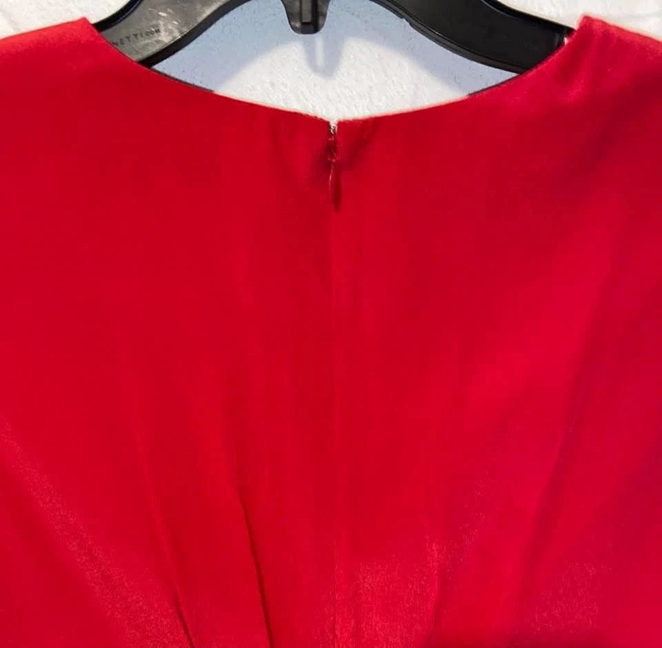 Vestido Boden para mujer talla 6R rojo 100 % seda forrado manga gorra cuello en V cremallera trasera Foto 3 de 4