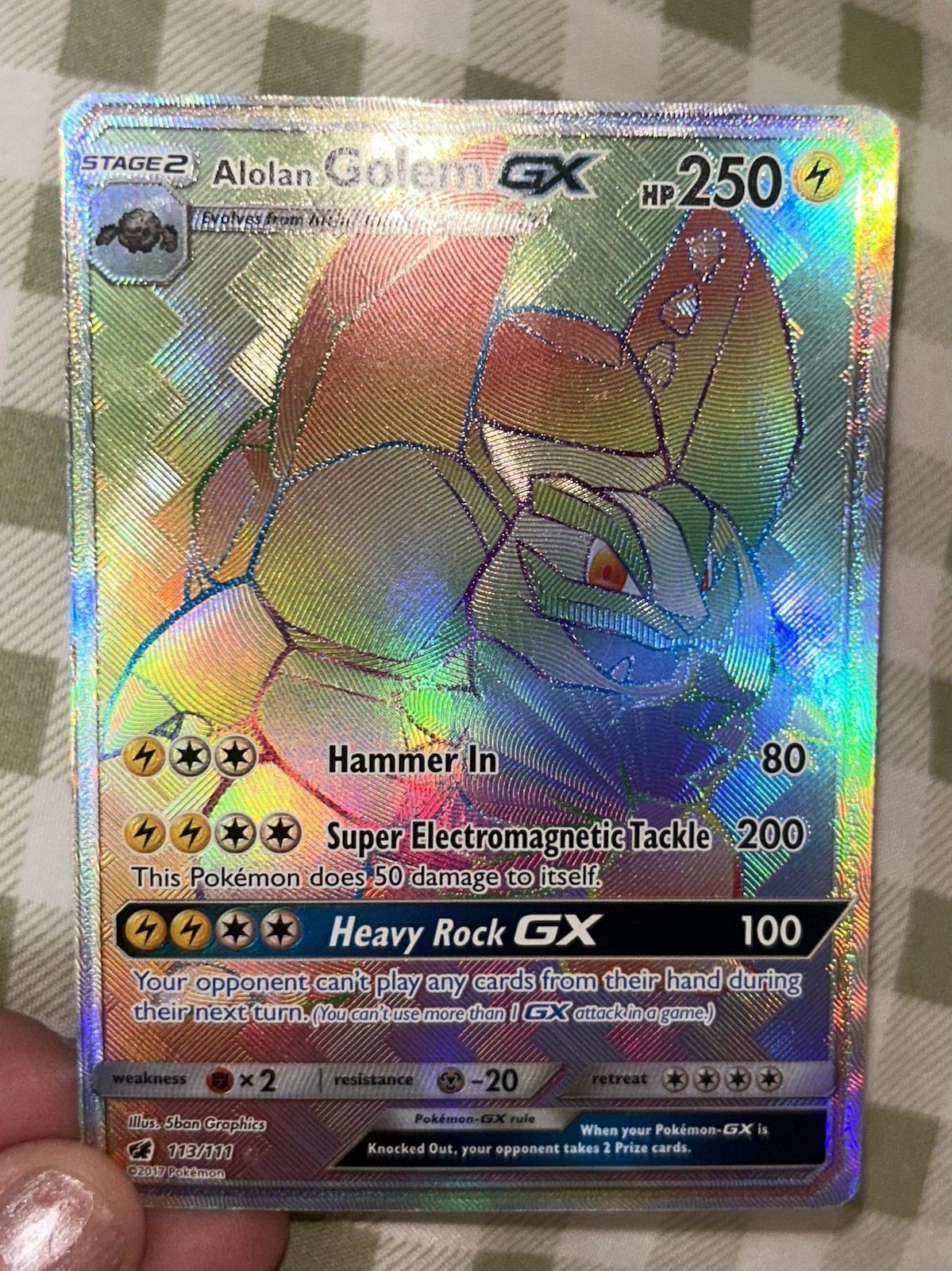 Alolan Golem GX (Secret) 113/111 Sm-Crimson Invasion Holo