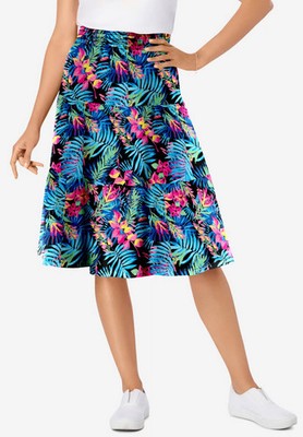 Woman Within Plus Size Elastic-Waist Knit Tiered Skirt