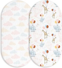 Muslin Bassinet Fitted Sheets Soft Breathable Baby Mattress Pad Set
