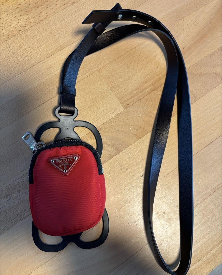 Prada Mini Red Leather Crossbody Phone Shoulder Bag with Box