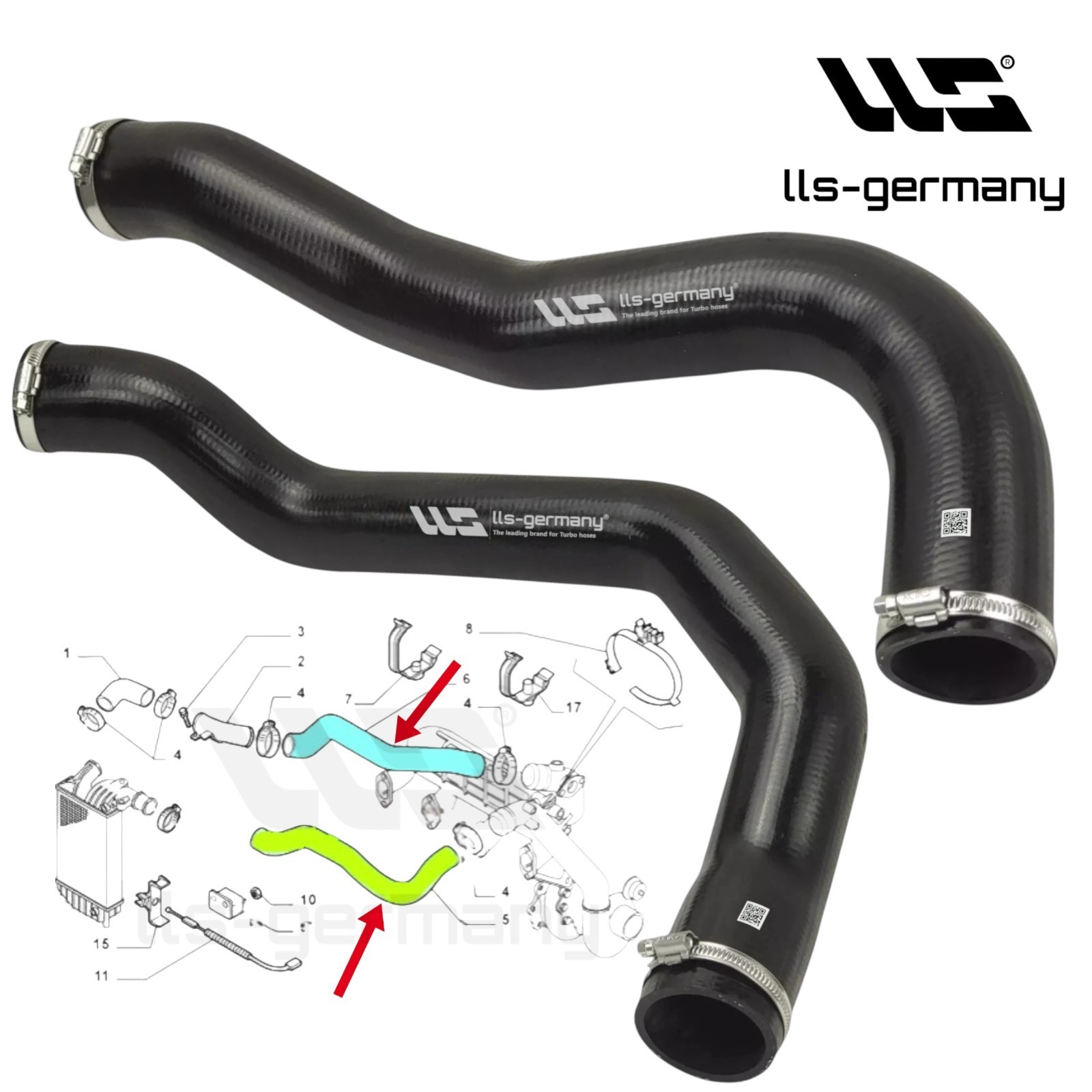2X Turbo Hose For FIAT DUCATO 2.8 D TDI 2.5 TD TDI 4X4 1307121080