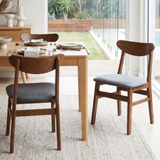 Levede 2x Dining Chairs Kitchen Chair Natural Wood Linen Fabric Cafe Lounge Seat
