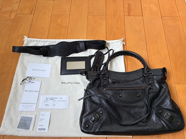 BALENCIAGA The First bag Handbag Black Leather 103208 Y2K Auth Excellent