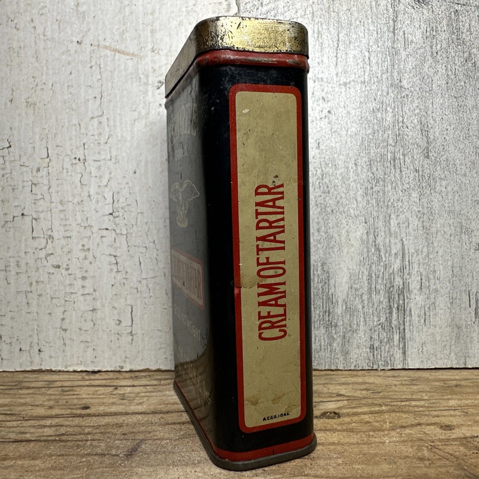 Vtg Favorite Brand Spice Tin Cream Tarter Wood & Selick New York Eagle Graphic - Image 4 of 4