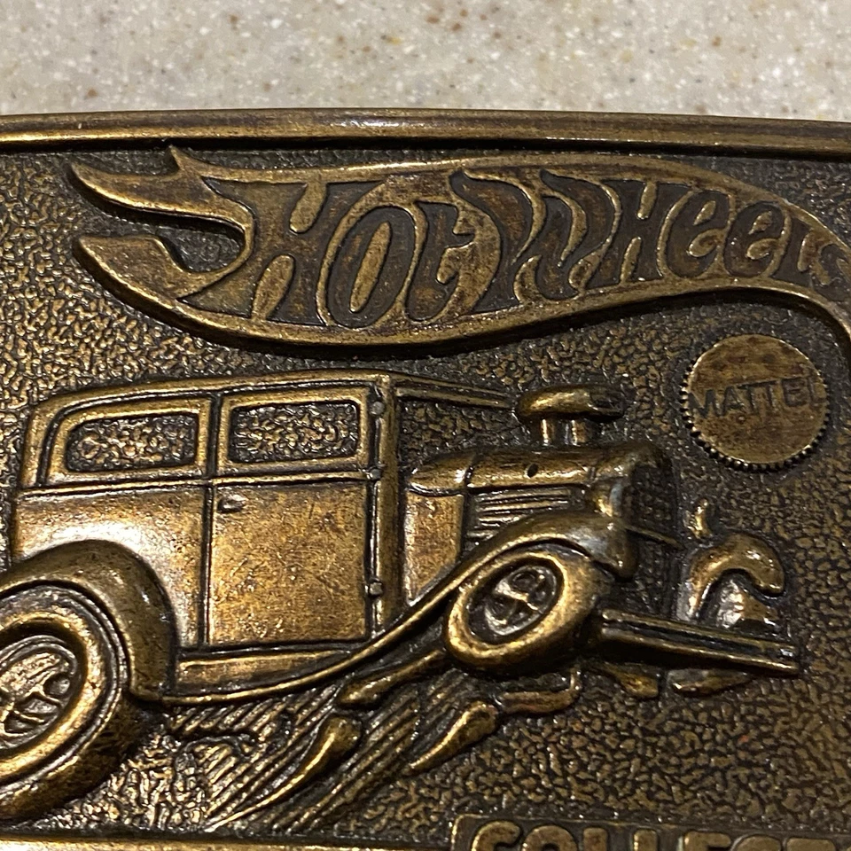Hebilla de cinturón de latón macizo Mattel Hotwheels 1978 de colección logotipo de llama Foto 2 de 4