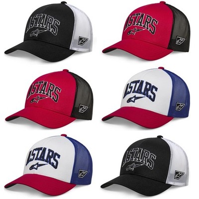 Alpinestars Dunker Truckermütze Unisex Freizeit Baseball Druckknopflasche schwarz weiß rot 