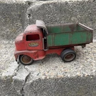 Vintage 1940s 50s Tonka Red & Green Pressed Steel Lever Action Dump Truck