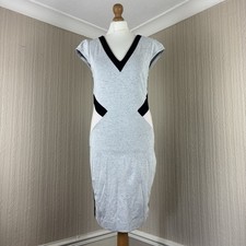French Connection Ilusion Colourblock Bodycon Dress Grey Black UK 14 BNWT Glam