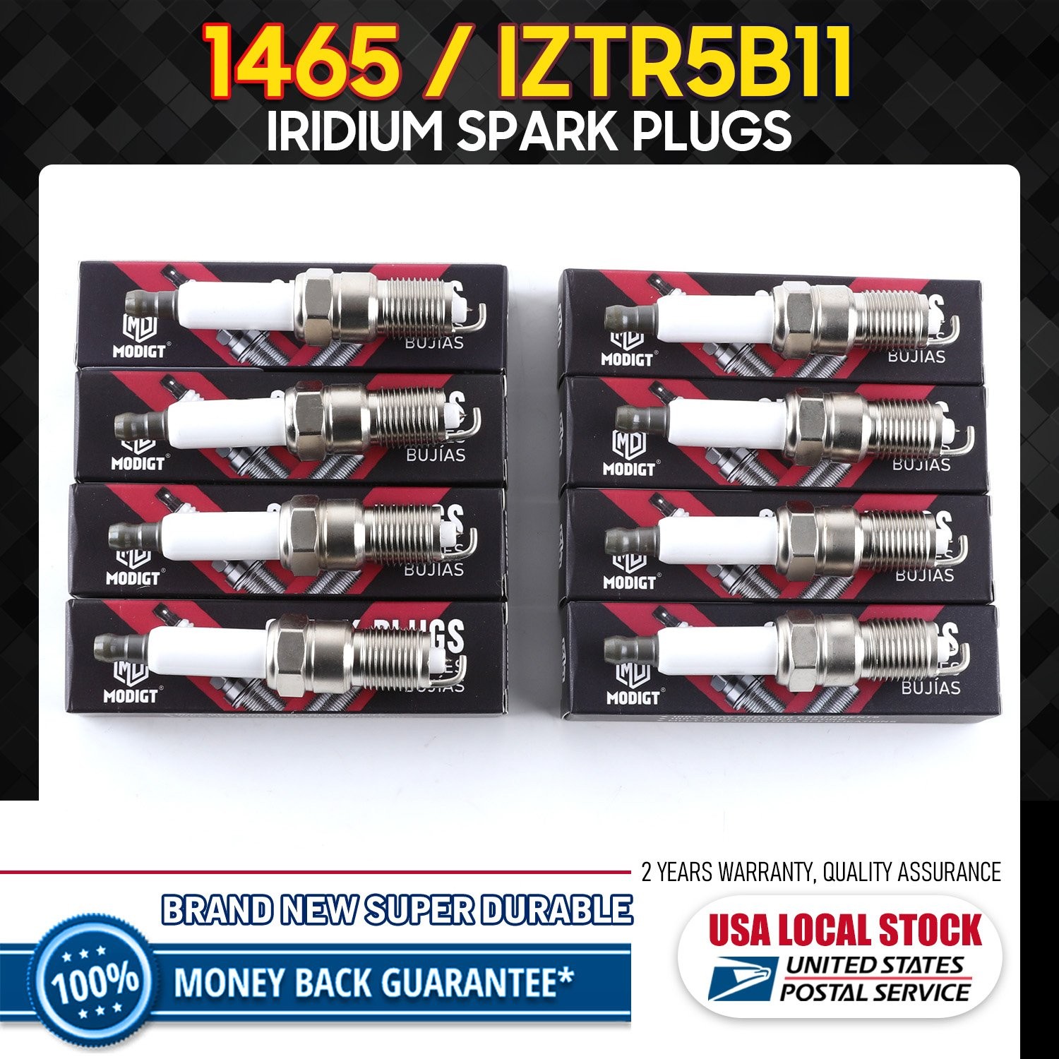 8 New For NGK Laser Iridium #1465/IZTR5B11 Spark Plugs For Cadillac Buick GMC
