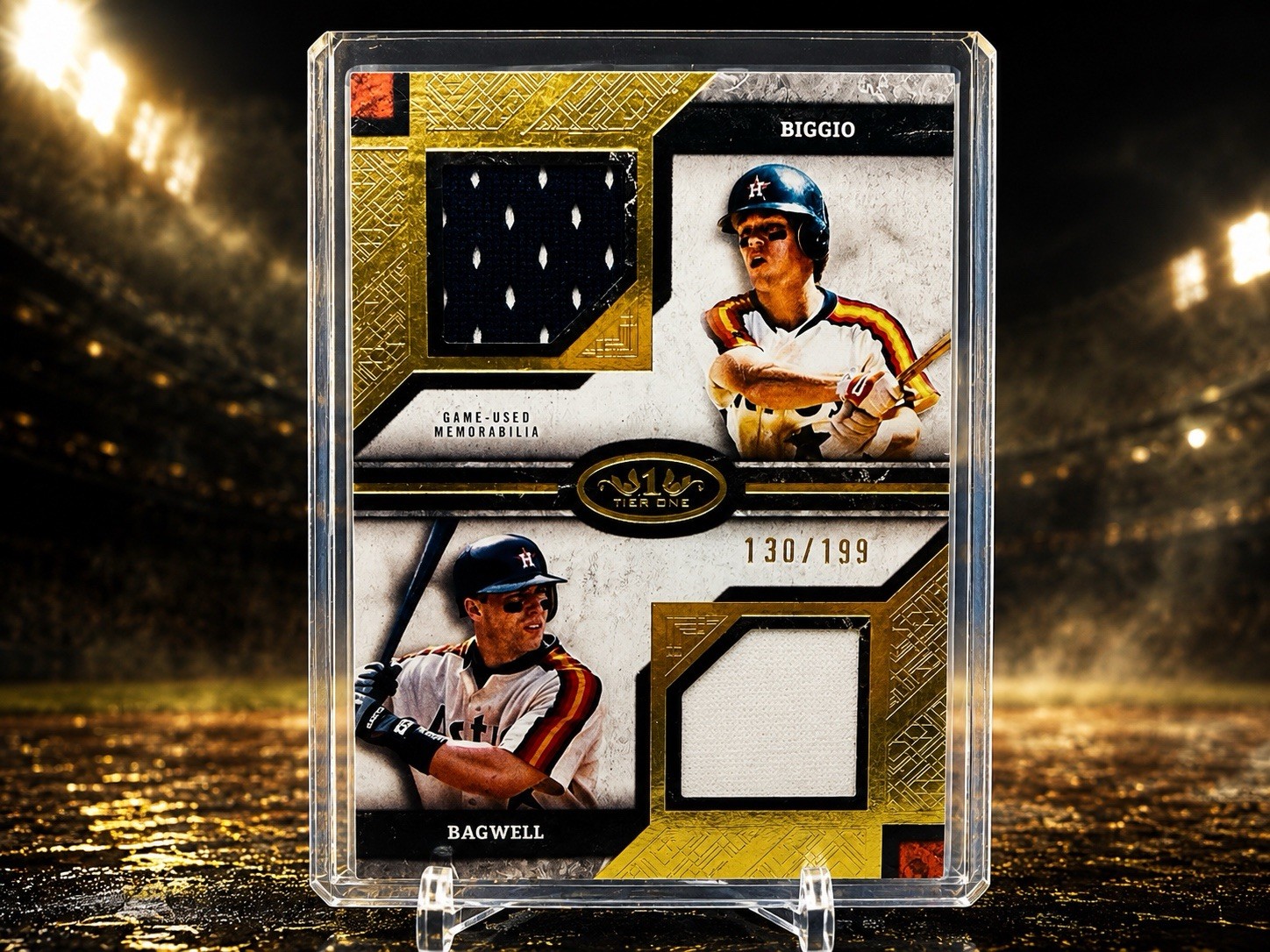 2025 Topps Tier One #DPR-BB Jeff Bagwell / Craig Biggio Dual Player Relics #/199