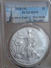 2018-W  First Strike  American Silver Eagle Graded PCGS MS70 659919.70/35901211