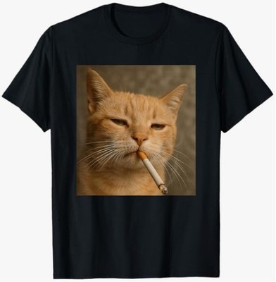 Cat Meme Funny Shirt, Cat Smoking Cigarette Cat Lovers Women Men Shirt