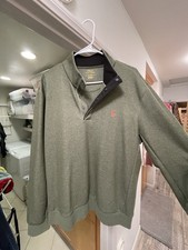 Polo Ralph Lauren Men's Green Knit Mock Neck Pullover Sweater Logo Button Size L