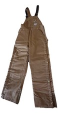 New Men's Carhartt R41-Brown Duck Zip to Thigh Bib Overall /Quilt Lined 36 X 34