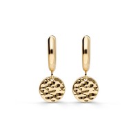 MüNzanhäNger Ohrringe Damen 18K Vergoldet Gold Ohrschmuck Rund GehäMmert