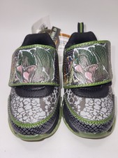 Jurassic Toddler Dinosaur Sneakers Green Hook Loop Athletic Shoes